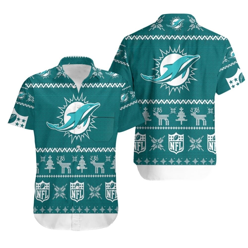 Miami Dolphins 3D Hawaiian Shirt Ugly Sweatshirt Christmas