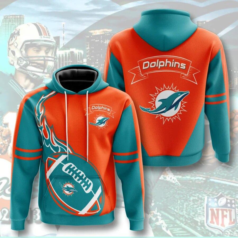 Miami Dolphins Hoodie Flame balls graphic gift for fans