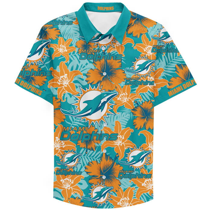 Miami Dolphins Up Hawaiian Shirt Football Teams Button