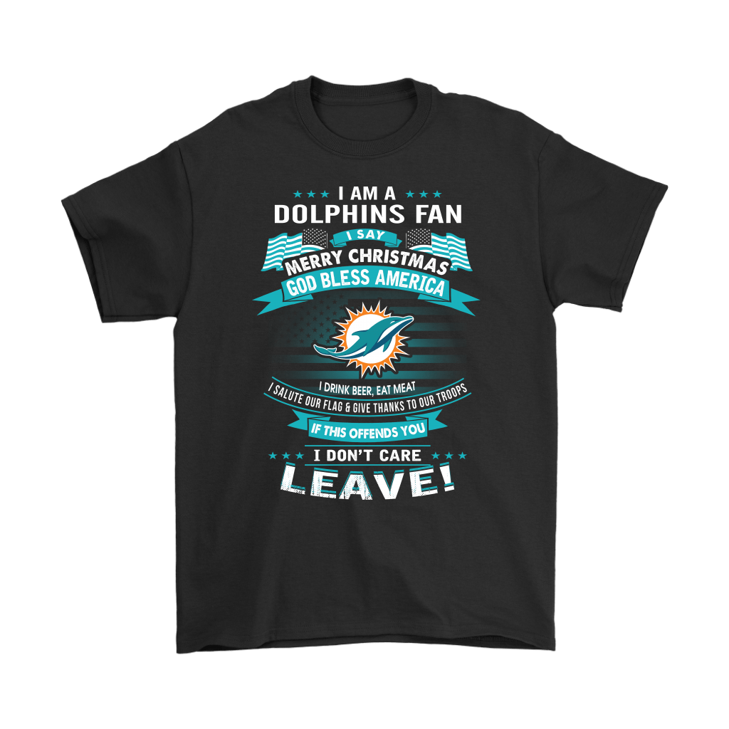 Miami Dolphins T-shirt Fan Merry Christmas God Bless America
