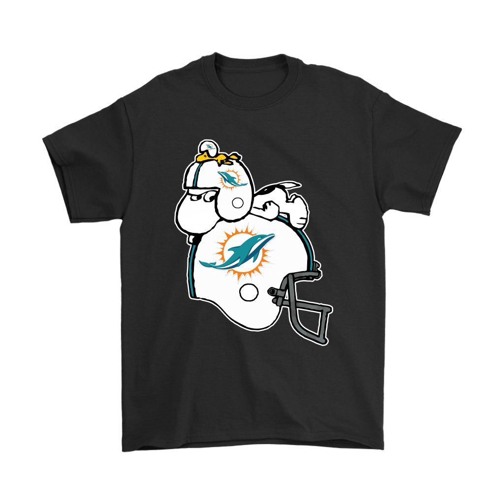 Miami Dolphins Shop - snoopy and woodstock resting on miami dolphins helmet shirts60087