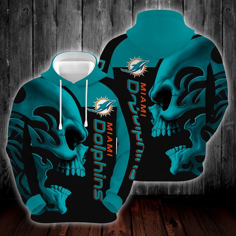 Miami Dolphins Shop - miami dolphins hoodie nfl skull custom full over print 3d24336