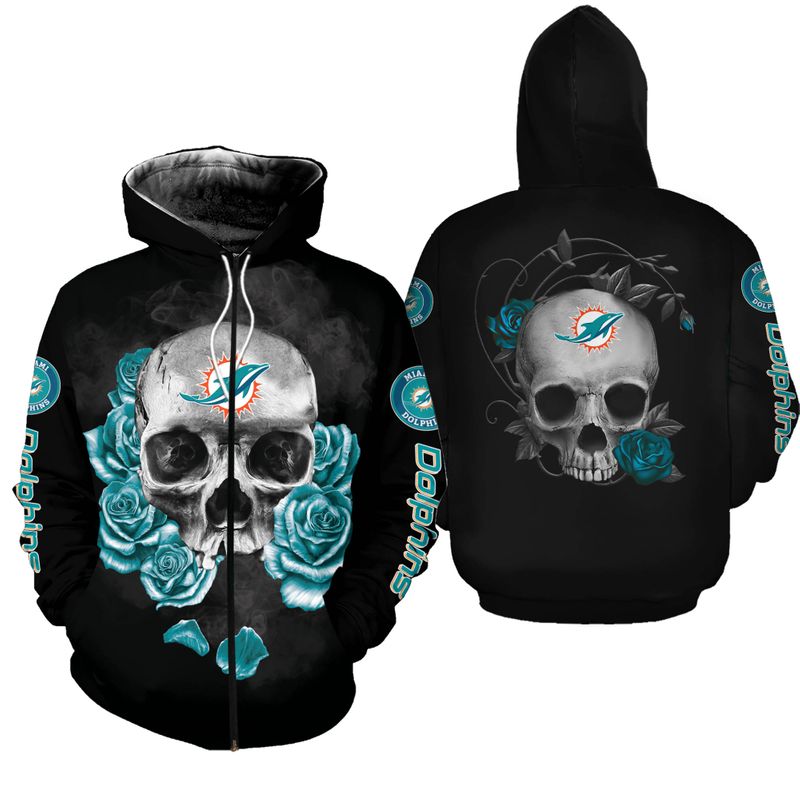 Miami Dolphins Shop - nfl miami dolphins hoodie 3d skull limited edition all over print16198