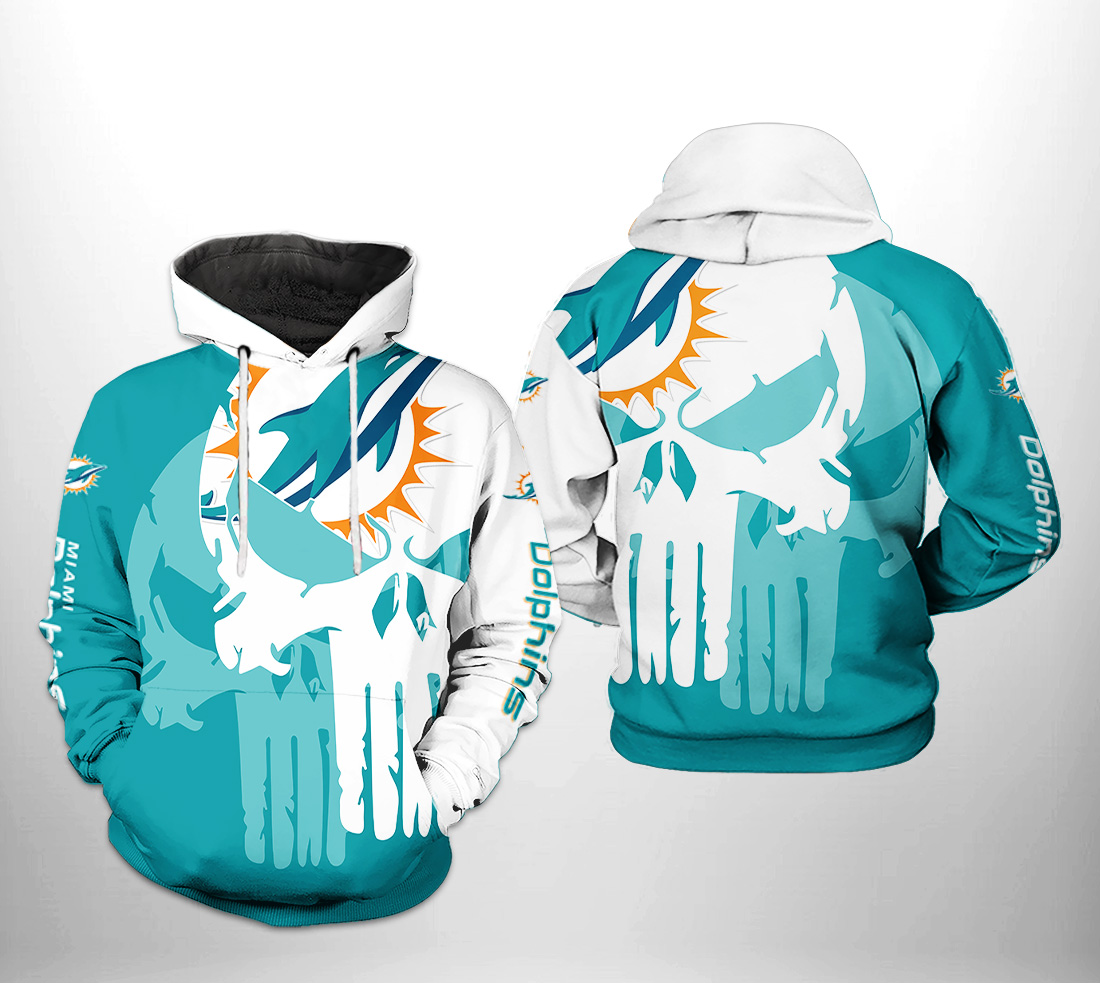 Miami Dolphins Shop - nfl miami dolphins hoodie team skull 3d printed69262