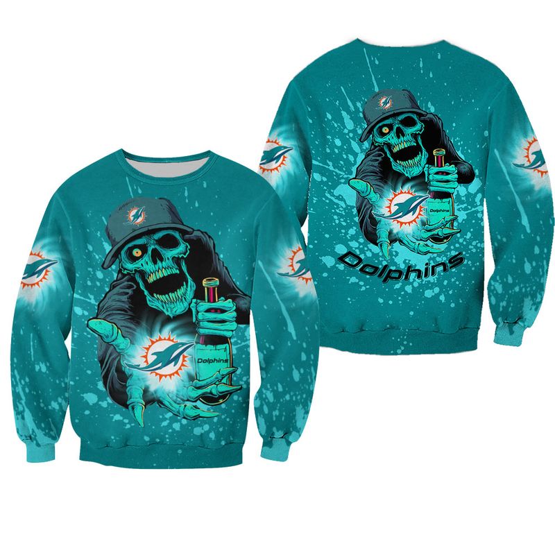 Miami Dolphins Shop - nfl miami dolphins sweatshirt 3d skull edition81605