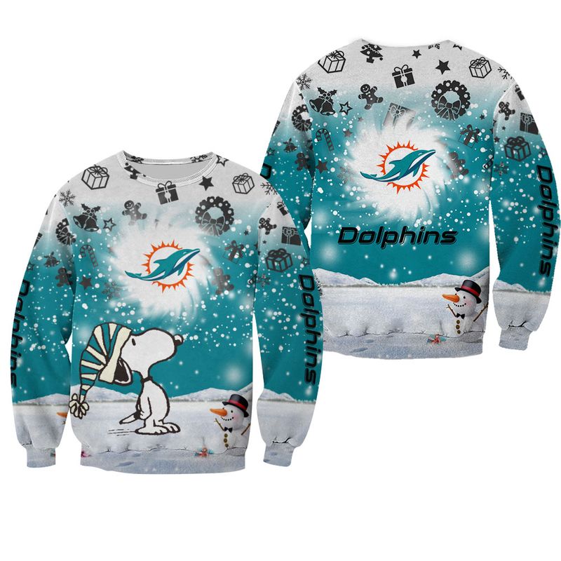 Miami Dolphins Shop - nfl miami dolphins sweatshirt 3d xmas snoopy limited edition55403