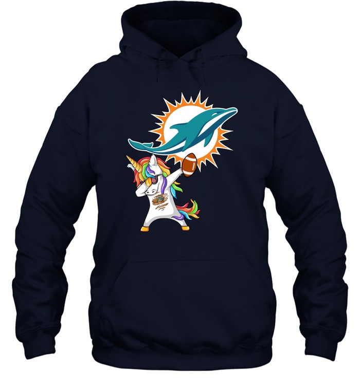 Miami Dolphins Shop - dabbing hip hop unicorn dab with miami dolphins football hoodie52498