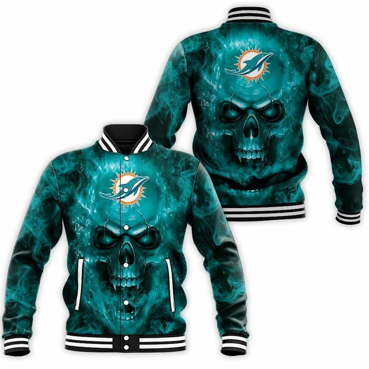 Miami Dolphins Shop - nfl miami dolphins baseball jacket fans skull95342