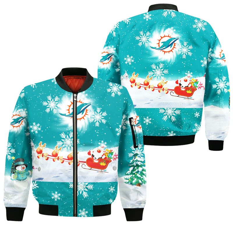 Miami Dolphins Shop - nfl miami dolphins bomber jacket christmas pattern limited edition
