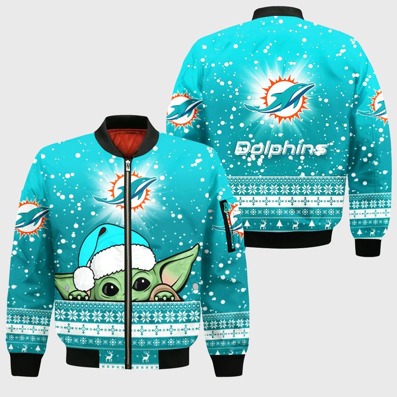 Miami Dolphins Shop - nfl miami dolphins bomber jacket christmas yoda limited edition