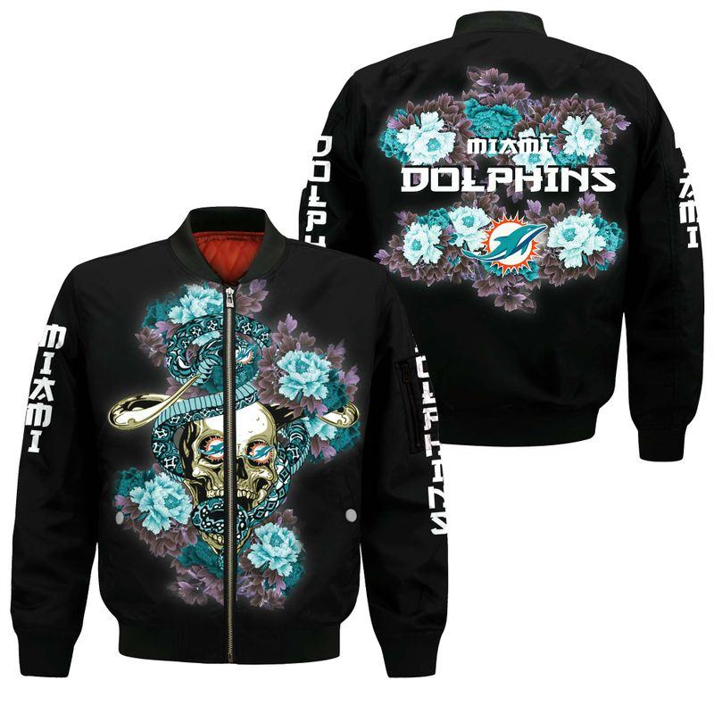 NFL Miami Dolphins Bomber Jacket Skull Floral Limited Edition All Over ...