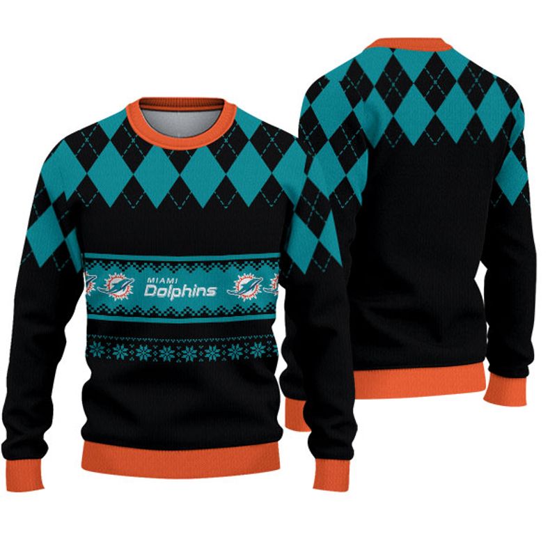 Miami Dolphins Shop - nfl miami dolphins knitted sweater christmas caro pattern limited edition83207