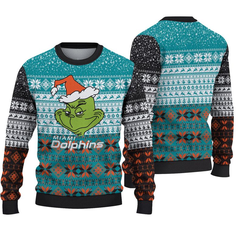 Miami Dolphins Shop - nfl miami dolphins knitted sweater christmas grinch limited edition87215