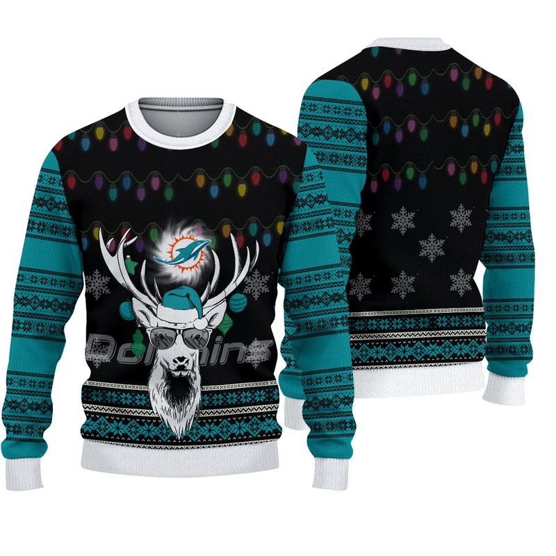Miami Dolphins Shop - nfl miami dolphins knitted sweater christmas reindeer limited edition90460