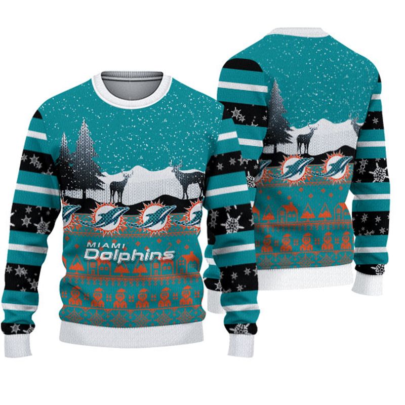 Miami Dolphins Shop - nfl miami dolphins knitted sweater christmas reindeers pattern limited edition80476