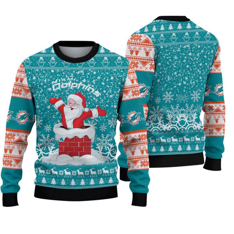 Miami Dolphins Shop - nfl miami dolphins knitted sweater christmas santa claus pattern limited edition96188