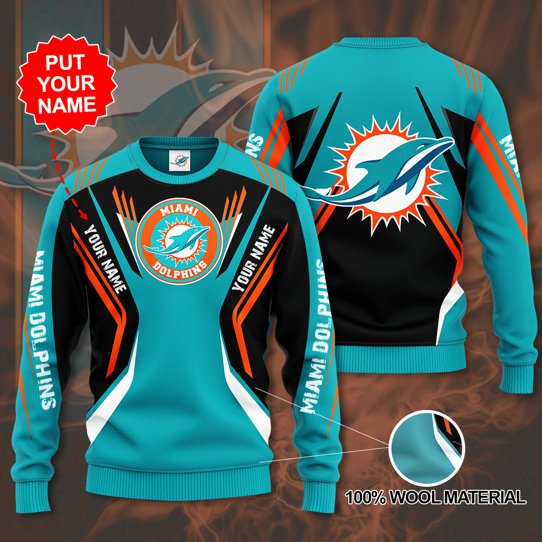 Miami Dolphins Shop - nfl miami dolphins sweater custom name27585