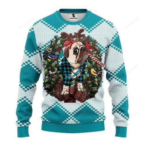 Miami Dolphins Shop - nfl miami dolphins sweater pug dog ugly christmas55669