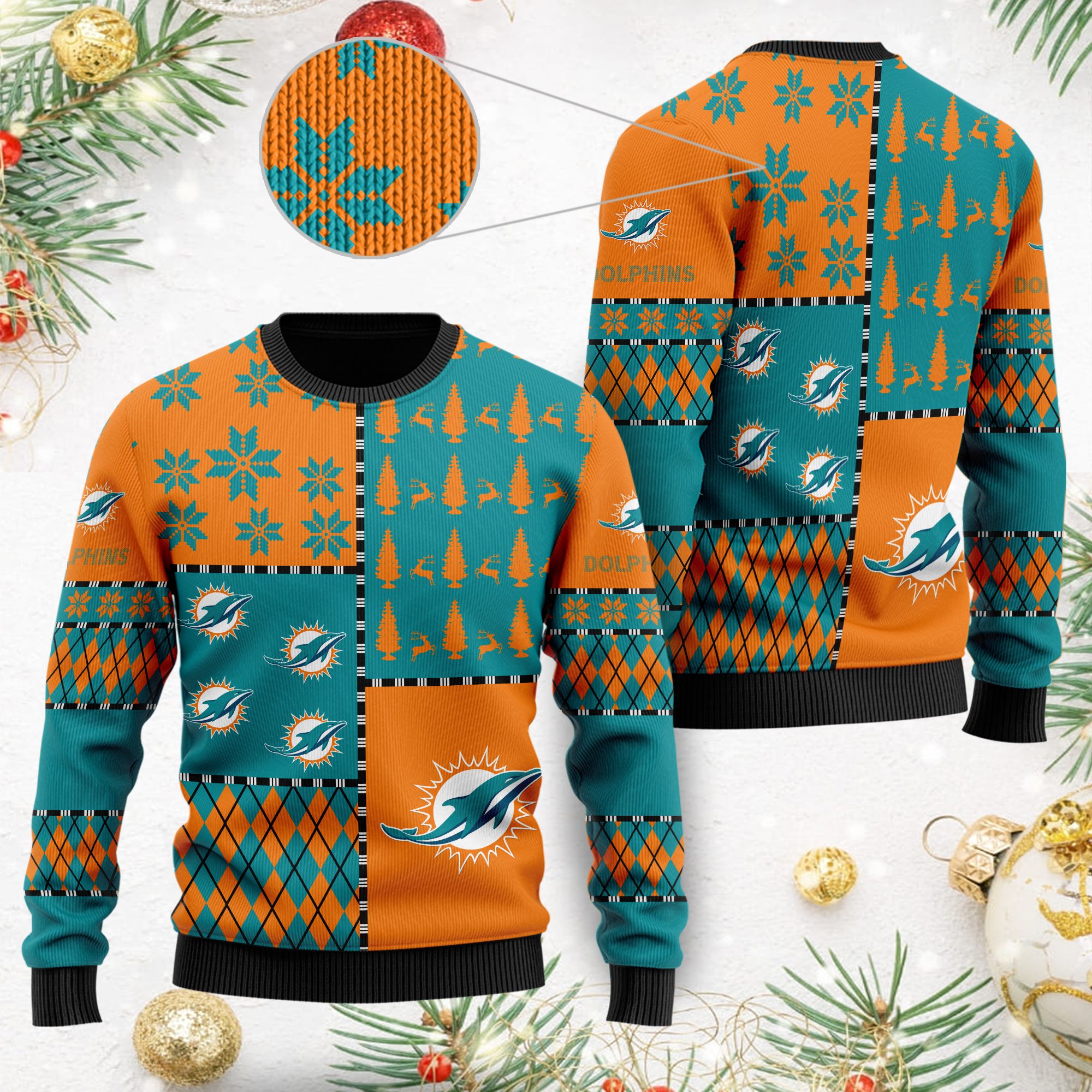 Miami Dolphins Shop - nfl miami dolphins sweater ugly christmas34097