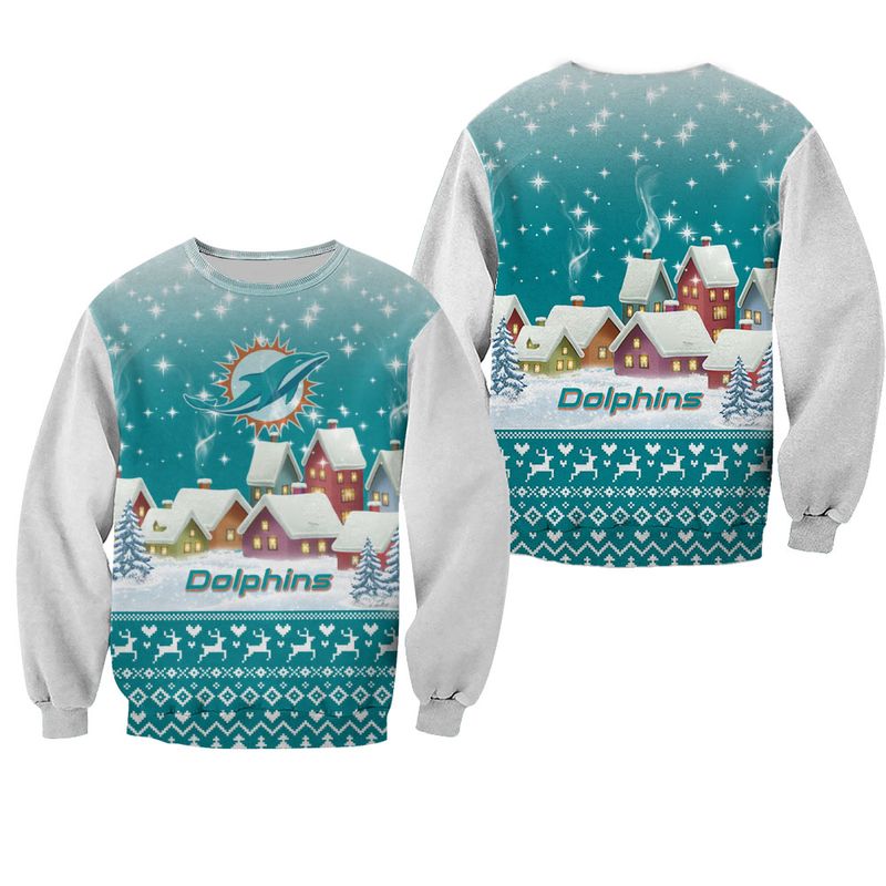 Miami Dolphins Shop - nfl miami dolphins sweatshirt christmas pattern limited edition