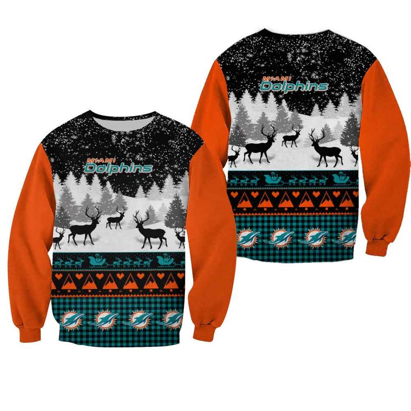 Miami Dolphins Shop - nfl miami dolphins sweatshirt christmas reindeer limited edition