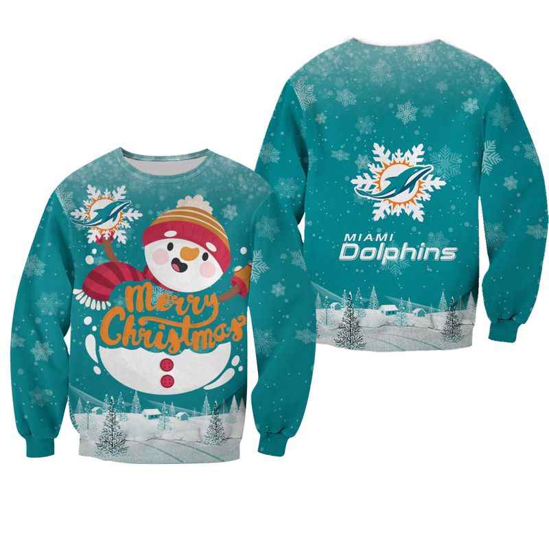 Miami Dolphins Shop - nfl miami dolphins sweatshirt christmas snowman limited edition