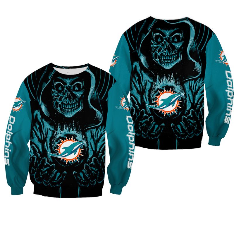 Miami Dolphins Shop - nfl miami dolphins sweatshirt death skull limited edition