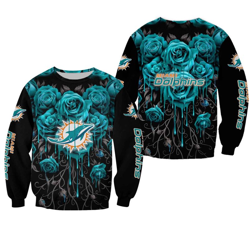 Miami Dolphins Shop - nfl miami dolphins sweatshirt floral limited edition all over print19487