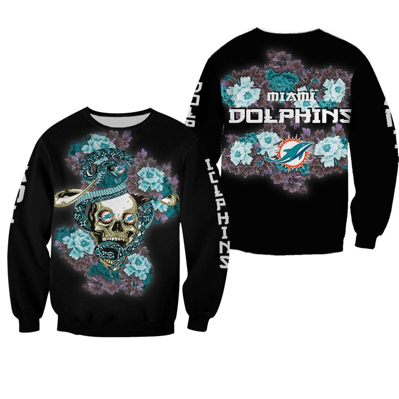 Miami Dolphins Shop - nfl miami dolphins sweatshirt skull floral limited edition all over print34401