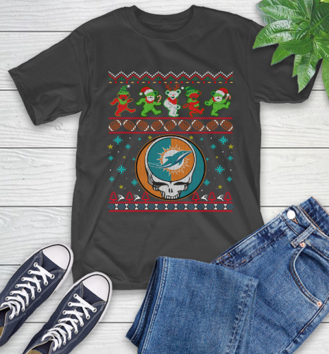 Miami Dolphins Shop - nfl miami dolphins tshirt christmas ugly grateful dead rock band skull football12990