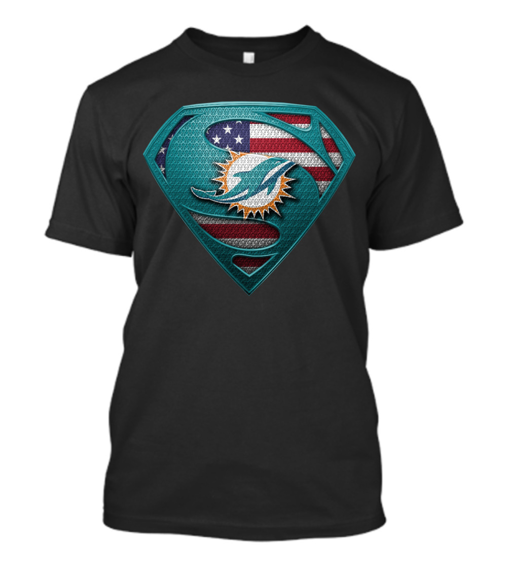 Miami Dolphins Shop - Super Man V2 Miami Dolphins T Shirt