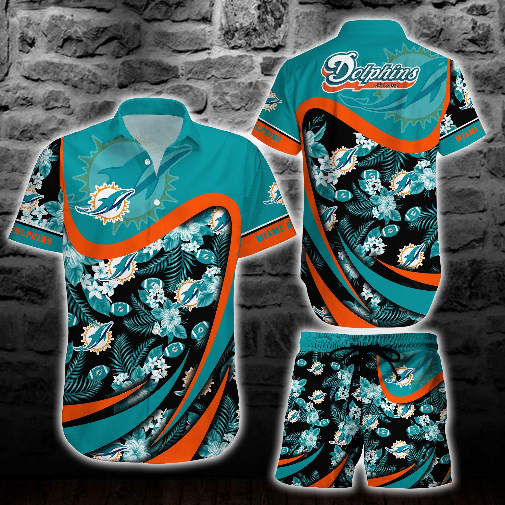 The best selling] Miami Dolphins NFL Floral 3D Full Print Hawaiian Shirt