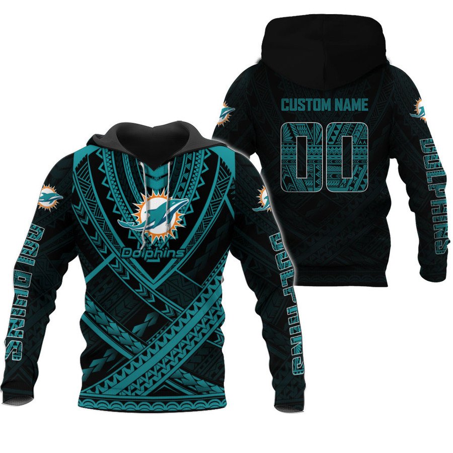 Miami Dolphins Shop - nfl miami dolphins hoodie team logo polynesian pattern design custom17951