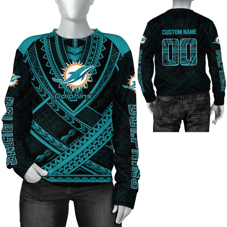 Miami Dolphins Shop - nfl miami dolphins sweatshirt team logo polynesian pattern design custom75029