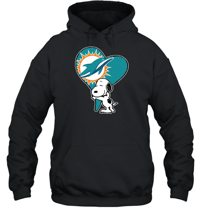Miami Dolphins Shop - snoopy hugs the miami dolphins heart nfl hoodie14359