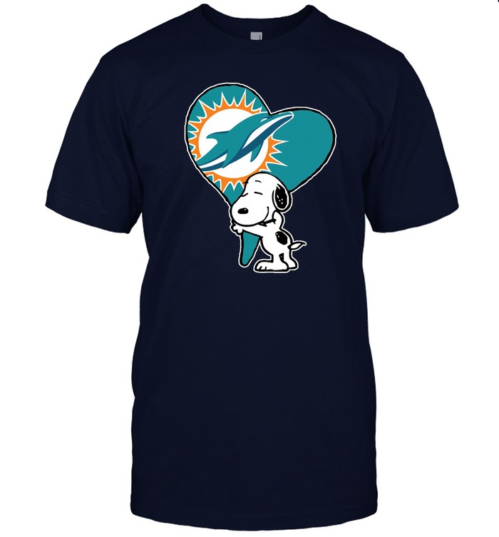 Miami Dolphins Shop - snoopy hugs the miami dolphins heart nfl tshirt27343