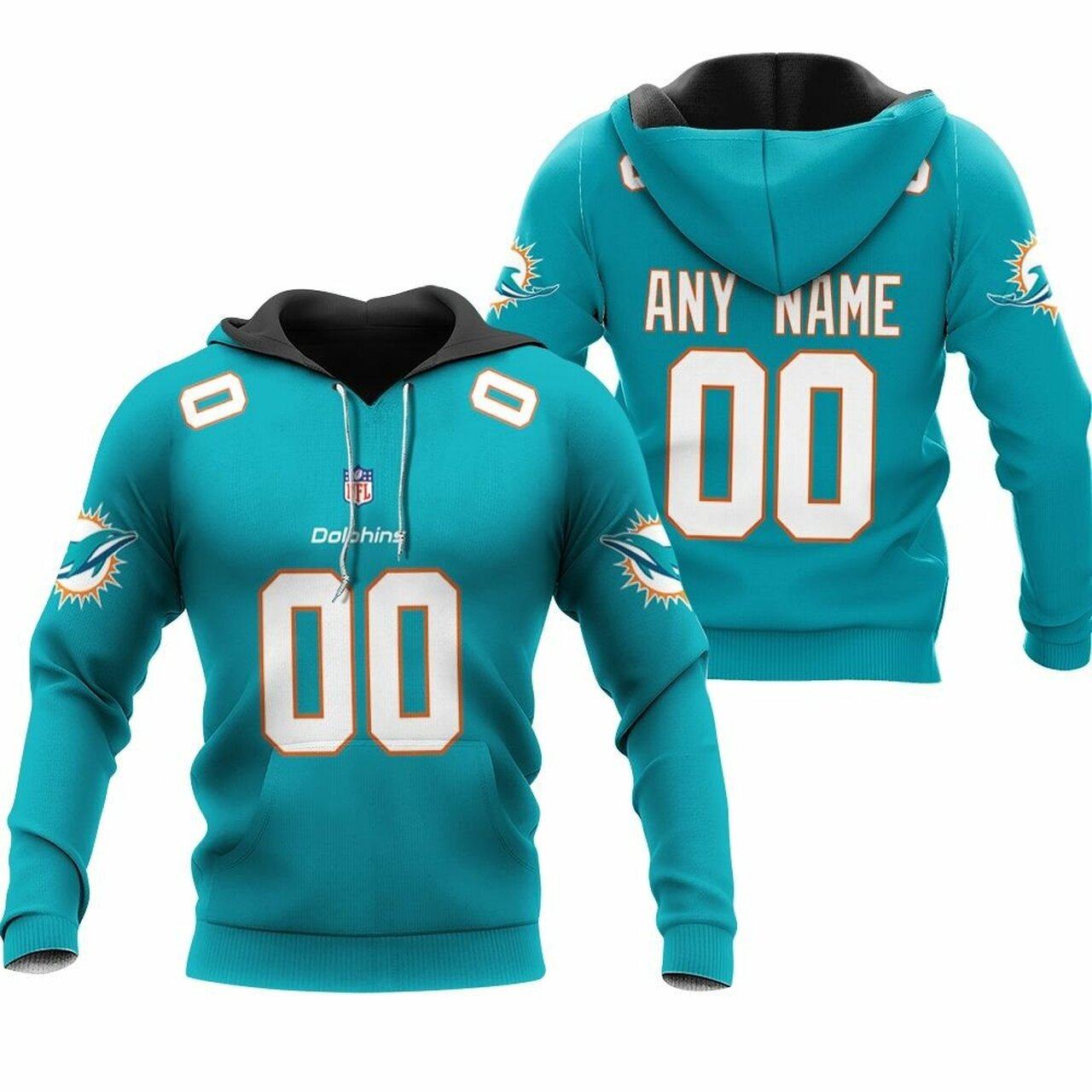 Miami Dolphins Hoodie American Football Team Custom Your Name & Number