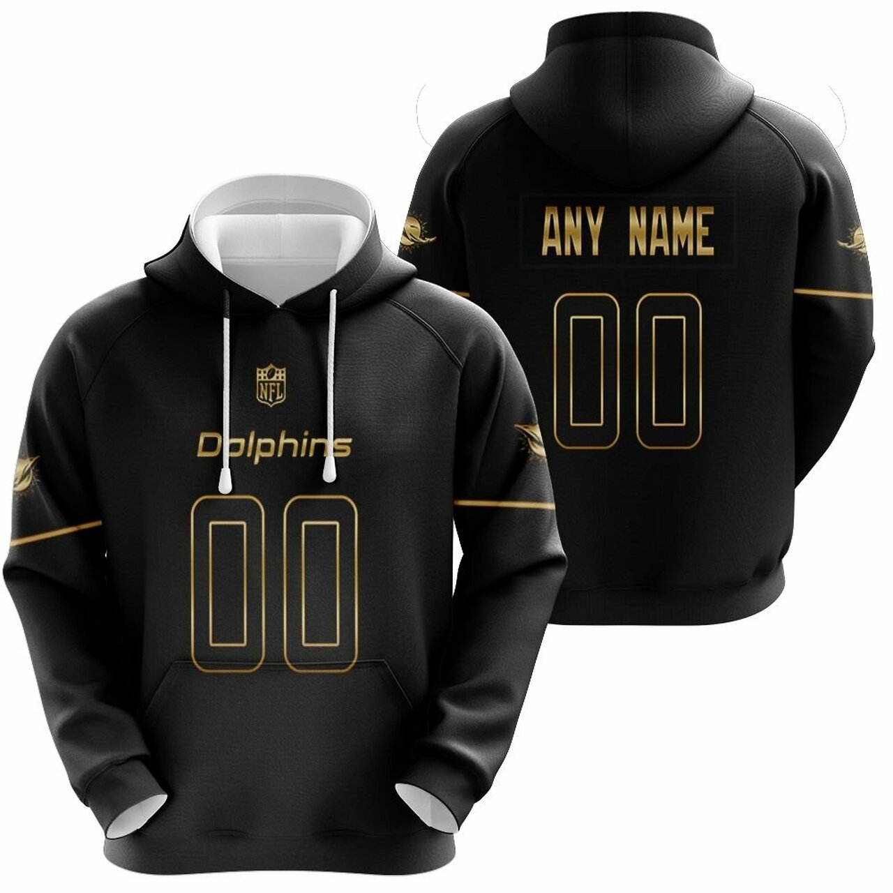 Miami Dolphins Hoodie Black Golden Edition Custom Your Name & Number
