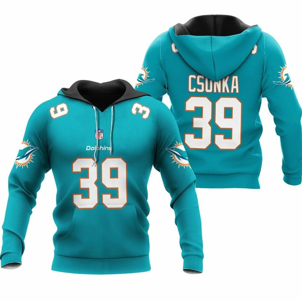 Miami Dolphins Shop - miami dolphins larry csonka 39 hoodie american football team csonka game aqua79571