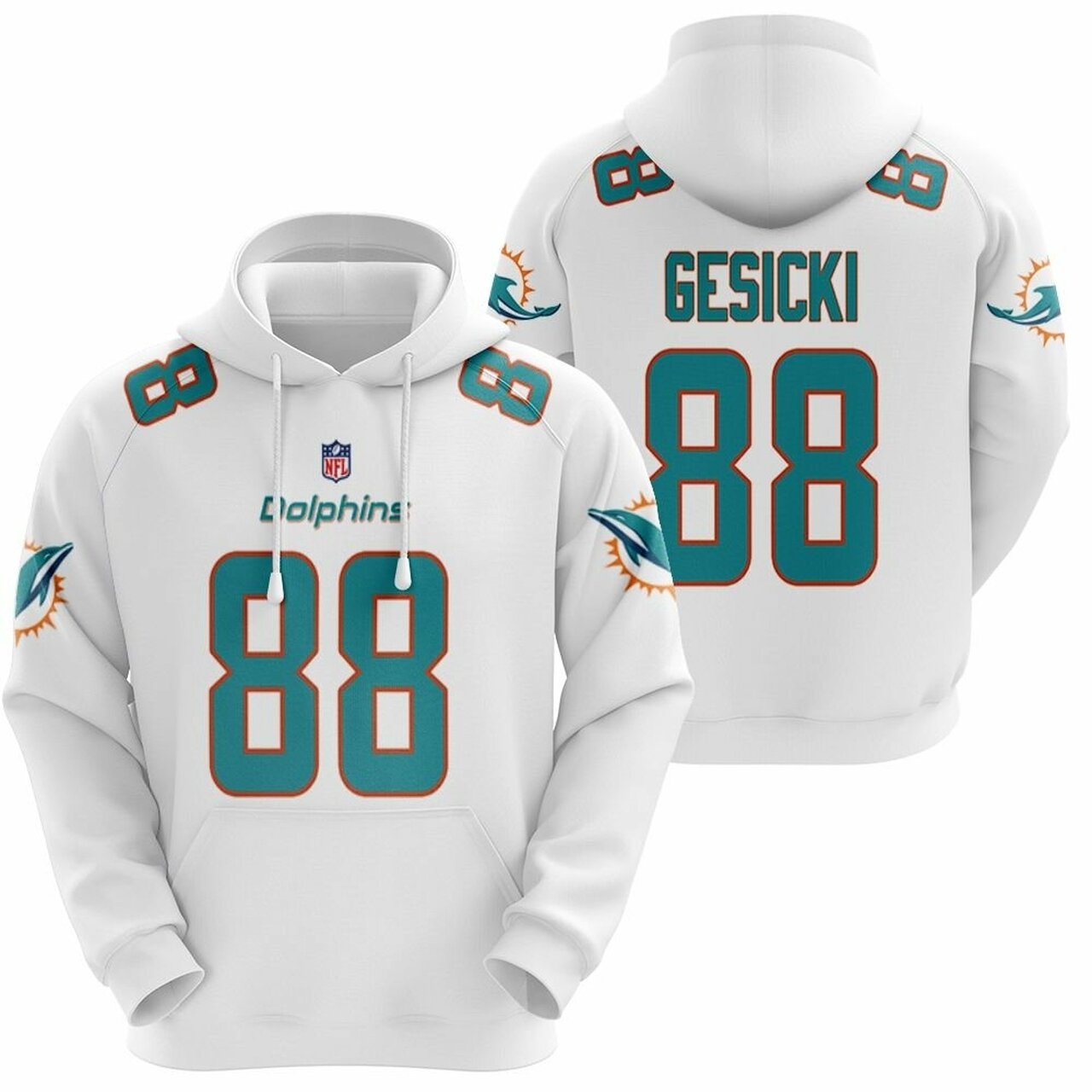 Miami Dolphins Shop - miami dolphins mike gesicki 86 hoodie team logo game white jersey96298