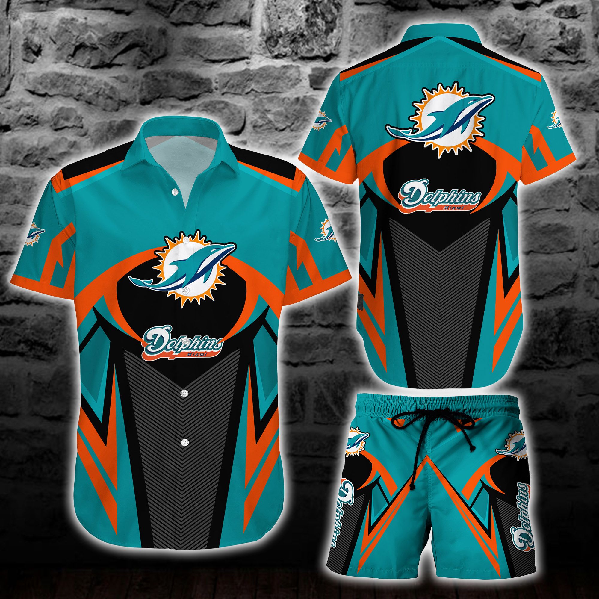 Miami Dolphins Shop - miami dolphins nfl hawaiian shirt short 3d for fans26645