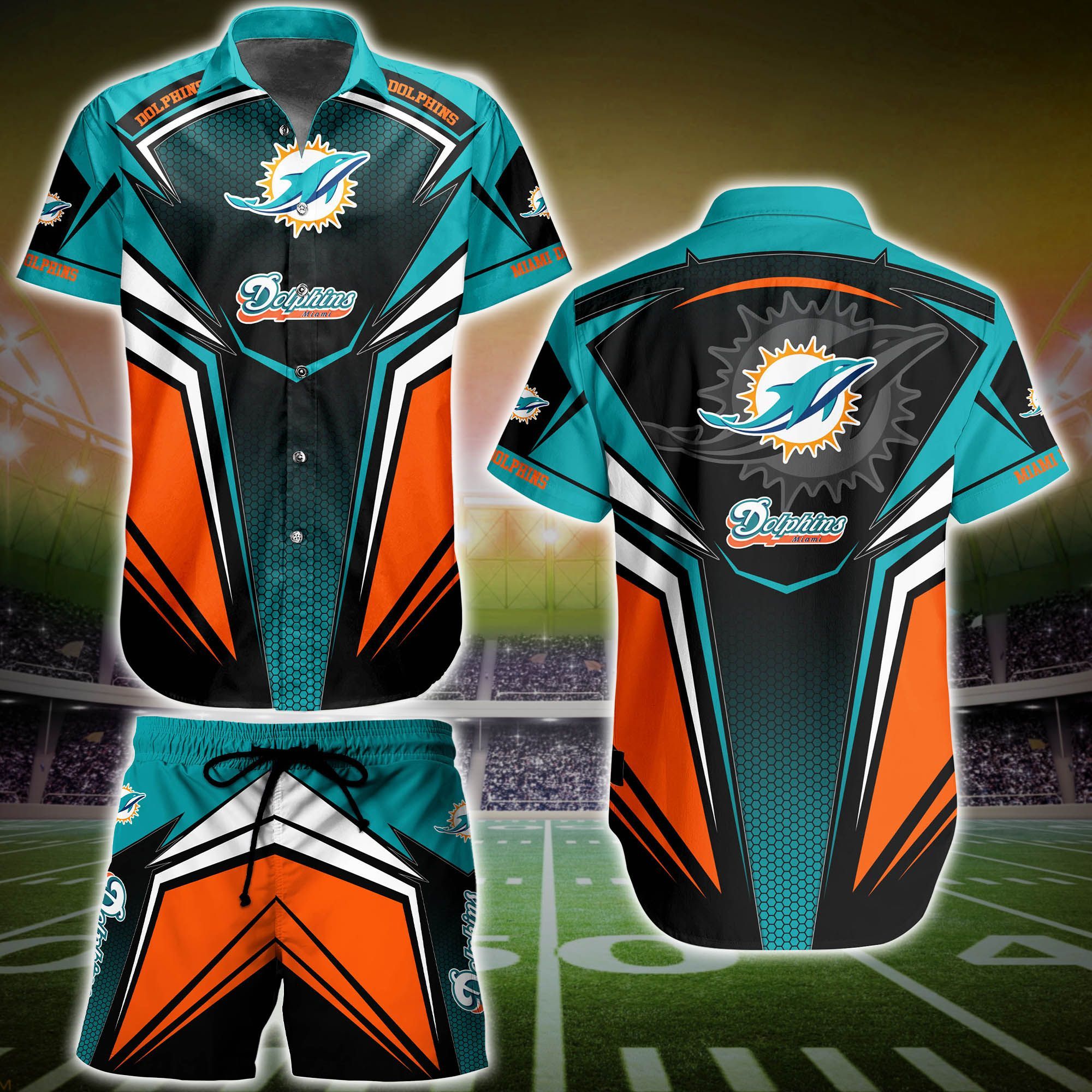 Miami Dolphins NFL Hawaiian Shirt Short T-shirt 3D For Fans 01