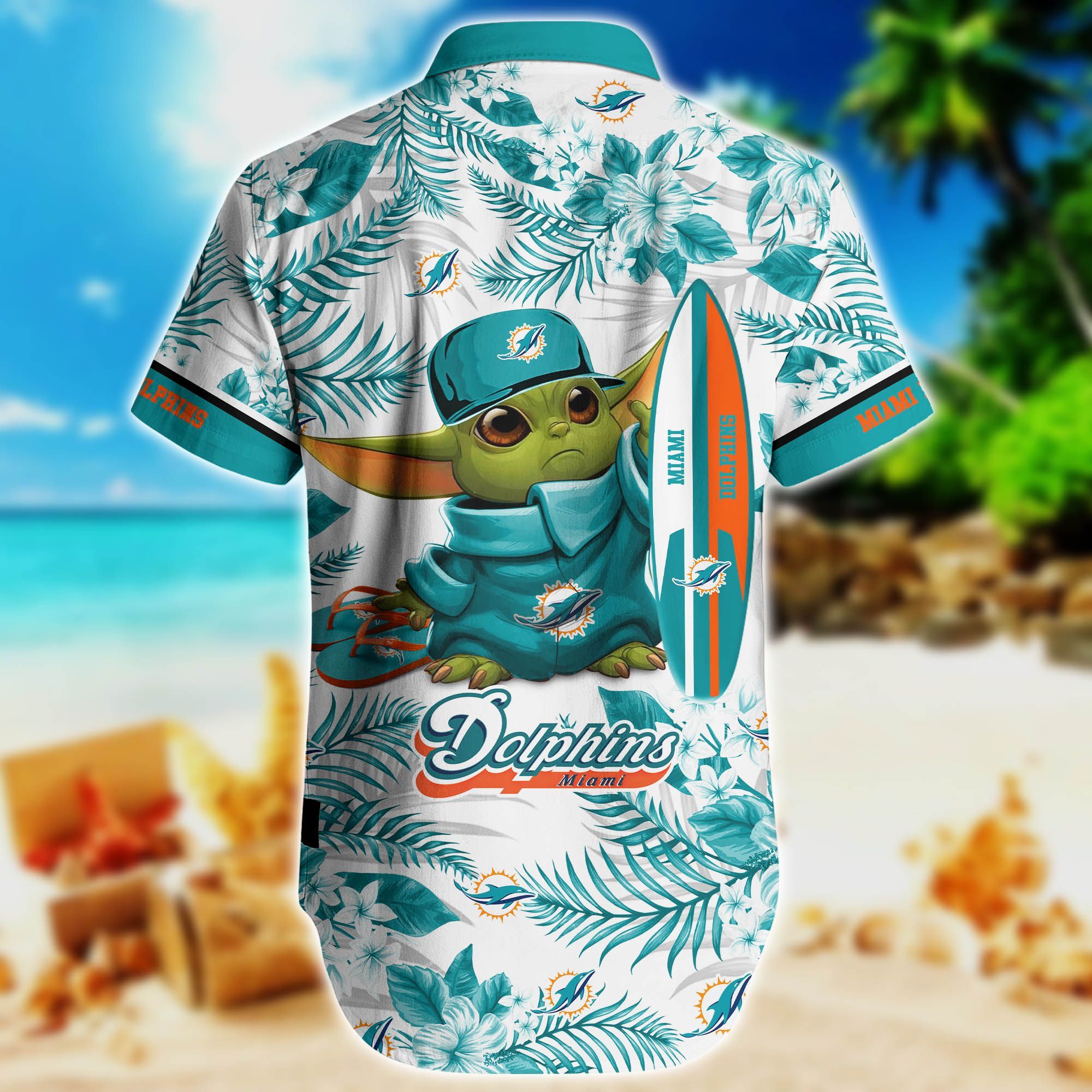 Miami Dolphins Shop - miami dolphins nfl summer yoda surfboard hawaiian shirt 3d 213506
