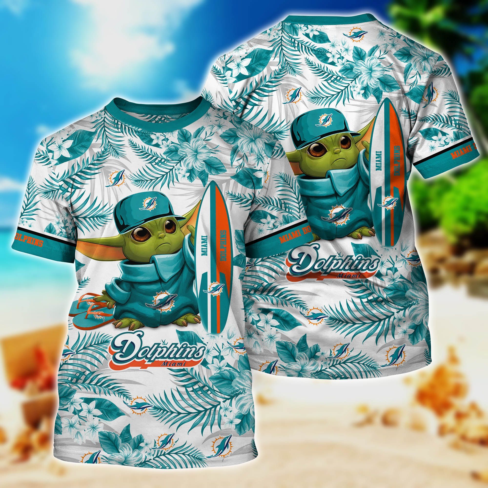 Miami Dolphins Shop - miami dolphins nfl summer yoda surfboard hawaiian tshirt 3d17303