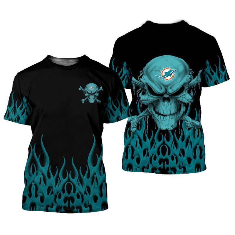 Miami Dolphins Shop - nfl miami dolphins nfl skull tshirt 3d for fans16142