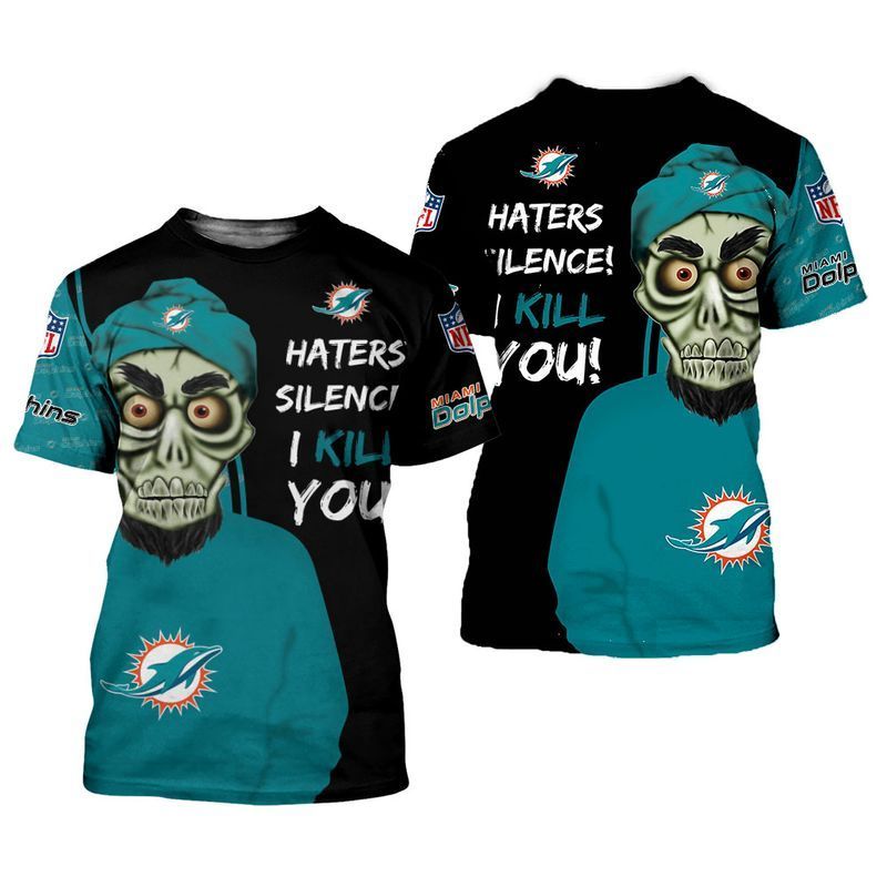 Miami Dolphins Shop - nfl miami dolphins skull haters silence i kill you tshirt 3d for fans75387