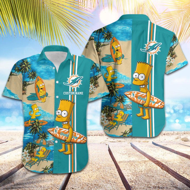 Miami Dolphins Shop - nfl miami dolphins hawaiian shirt simpsons custom name11612