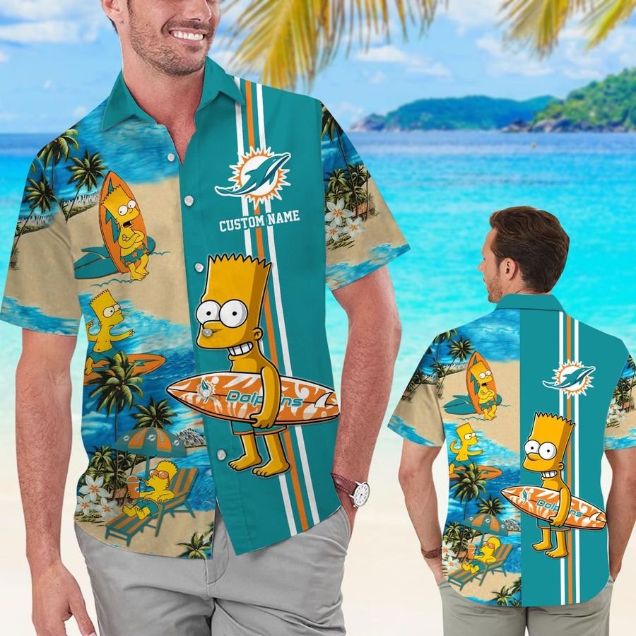 NFL Miami Dolphins Hawaiian Shirt Simpsons Custom Tropical Aloha