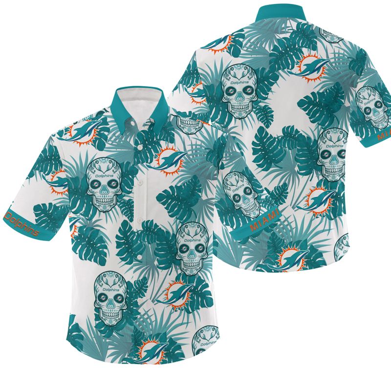 Miami Dolphins Shop - nfl miami dolphins hawaiian shirt skull limited edition31635