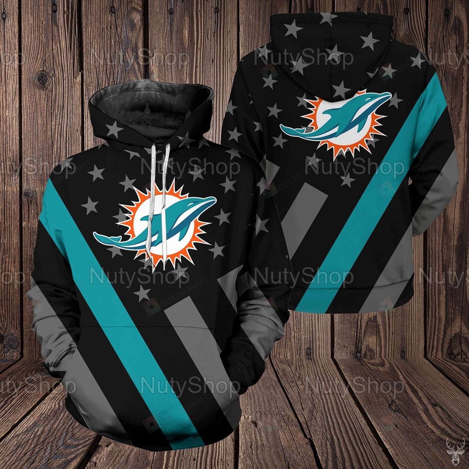 Miami Dolphins Shop - Miami Dolphins Flag American 3d All Over Print Hoodie Zip Up Hoodie